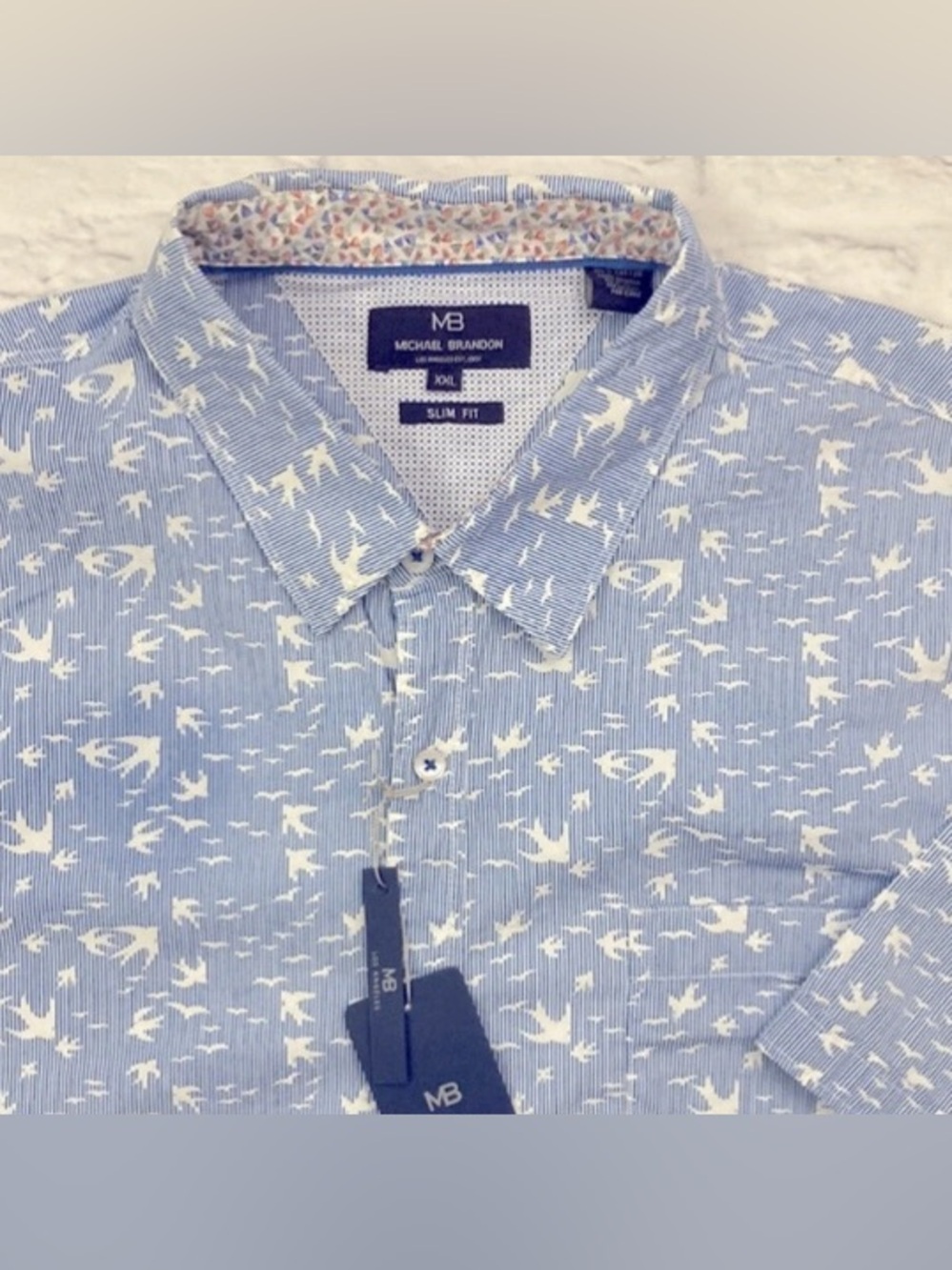 Michael Brandon Shirt Mens Size XXL Slim Fit Short Sleeve NWT Bird Print